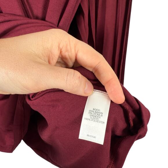 J Jill Wearever Collection Wine Red Bell Sleeve Faux Wrap Blouse NEW Womens XL - Picture 6 of 8